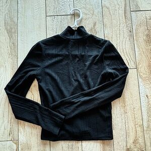 Mock neck hip length black long sleeve